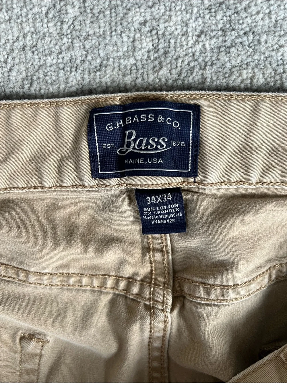 G. H. Bass & Co. Classic Tan Straight-Leg Pants- Waist 34